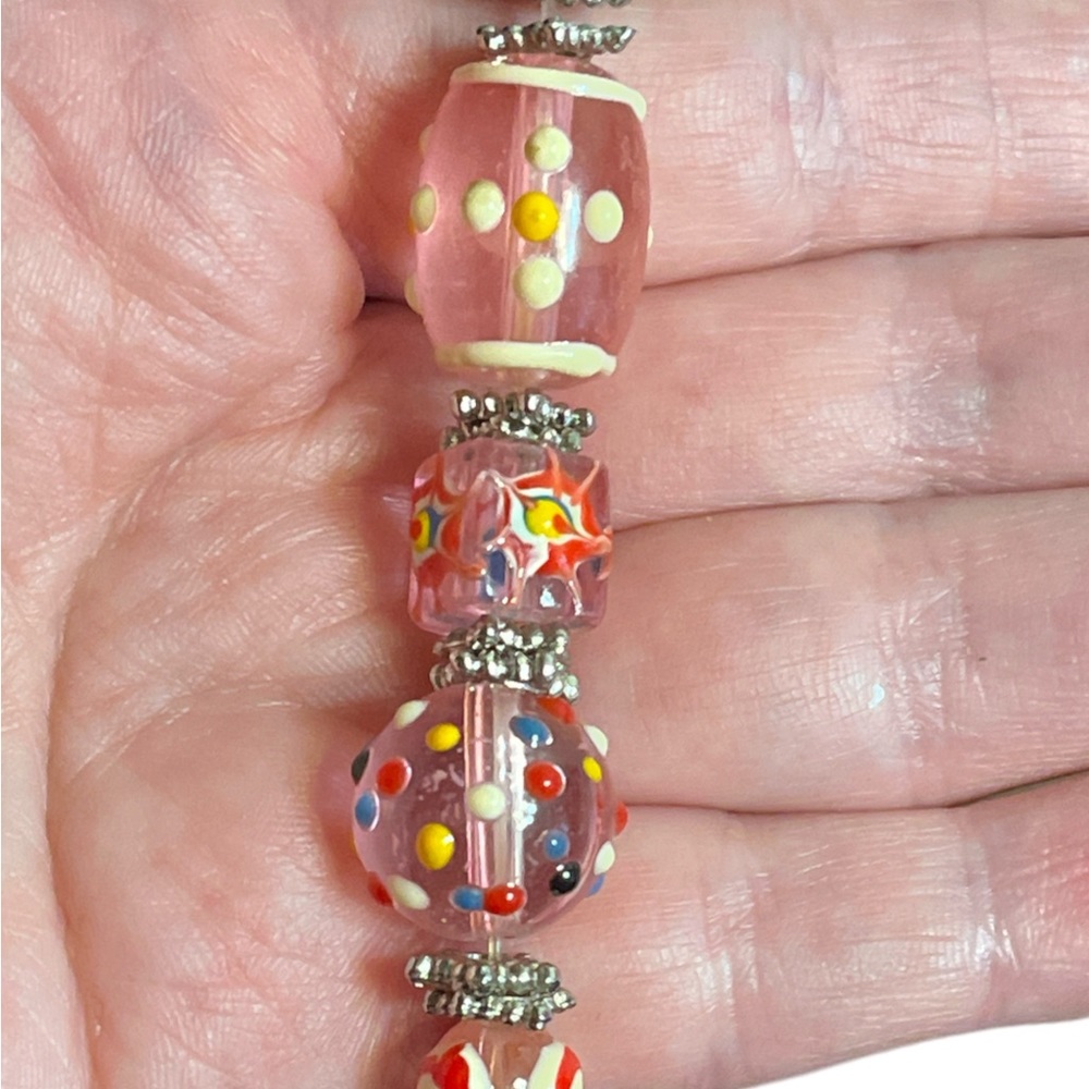 Pink Wedding Cake Beaded Stretchy Bracelet - Picture 2 of 2